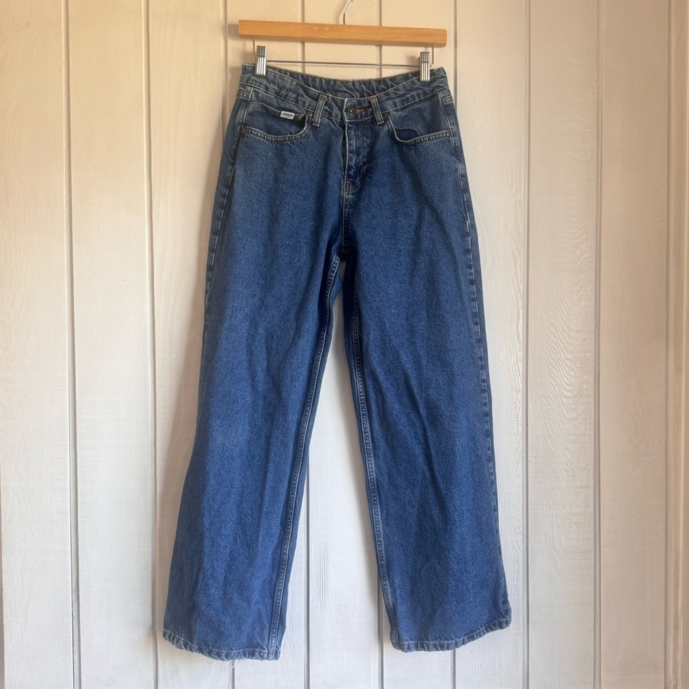 Ragged Denim High Waisted Relaxed Fit Blue Jeans